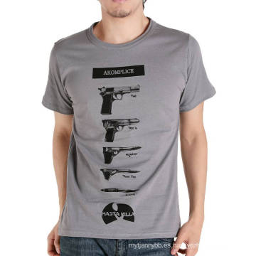 Gun Logo Screen Printing Fashion Custom Cotton Cotton baratos al por mayor de los hombres de la camiseta